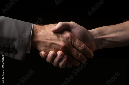 an business man shaking hands with a black background © FR-Studio