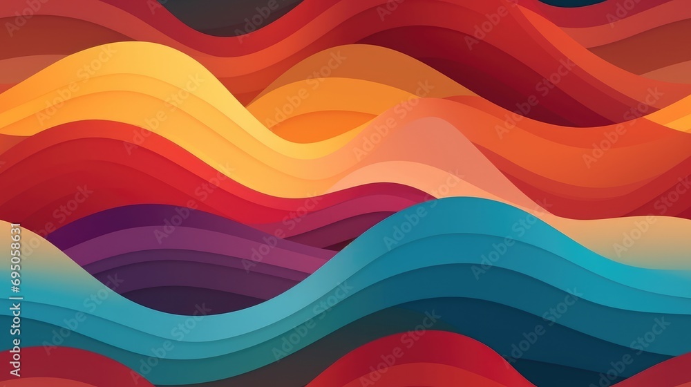 Seamless background design with colorful waves, repeated pattern. Generative AI Seamless background design with colorful waves, repeated pattern. Generative AI