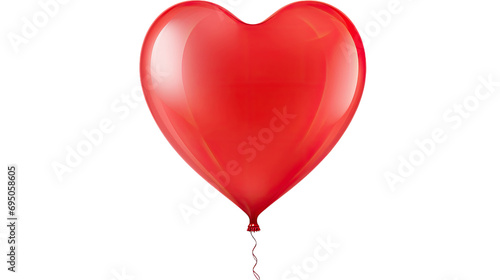 A Red heart-shaped balloon isolated on A transparent or white background
