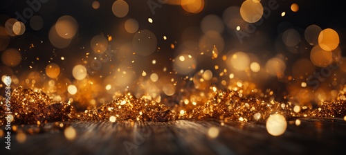 Vibrant yellow glowing particles bokeh background with mesmerizing visual effect and light trails