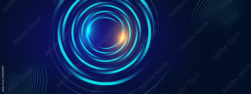 Blue abstract background with spiral circle lines, technology futuristic template. Vector illustration. Blue abstract background with spiral circle lines, technology futuristic template. Vector illustration.