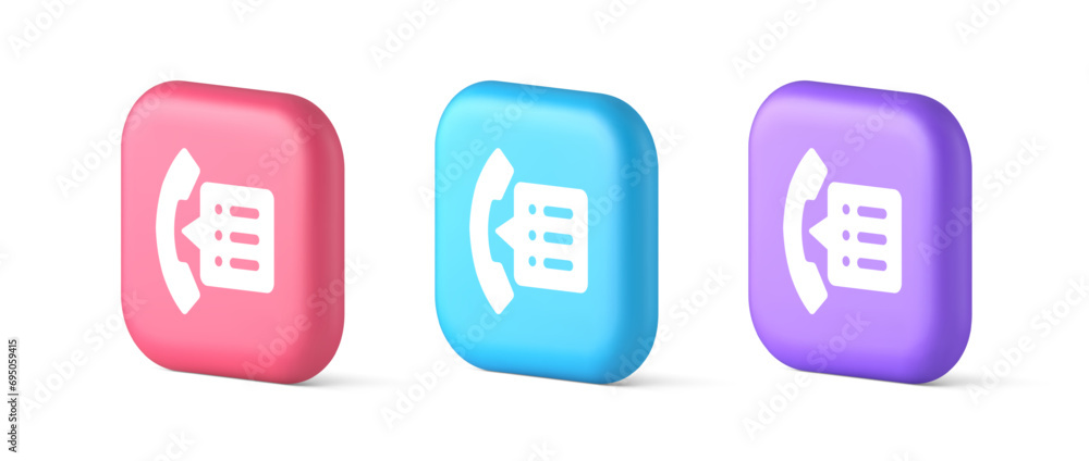 Phonebook handset important contact list info button phone call communication 3d speech bubble icon Phonebook handset important contact list info button phone call communication 3d speech bubble icon
