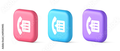 Phonebook handset important contact list info button phone call communication 3d speech bubble icon