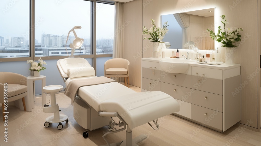 A beauty clinic's consultation room with a focus on personalized treatment plans,[aesthetic medicine]