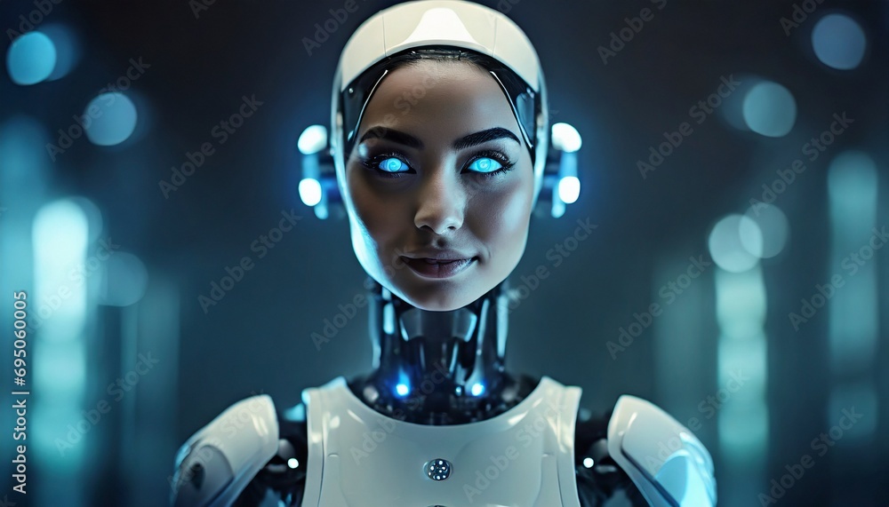 Robot beautiful Woman, technology background. Cyberpunk concept. Robot beautiful Woman, technology background. Cyberpunk concept.