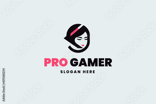 woman logo, gamer avatar, business brand