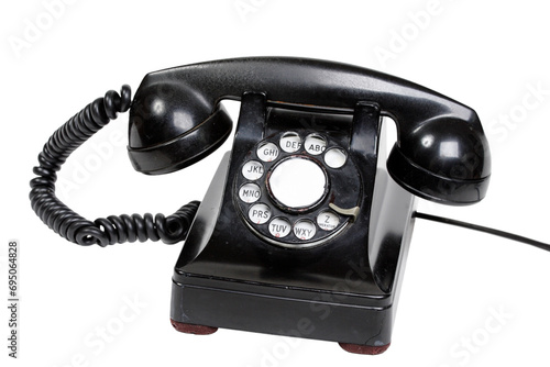 An old bakelite dial phone on a transparent background. photo