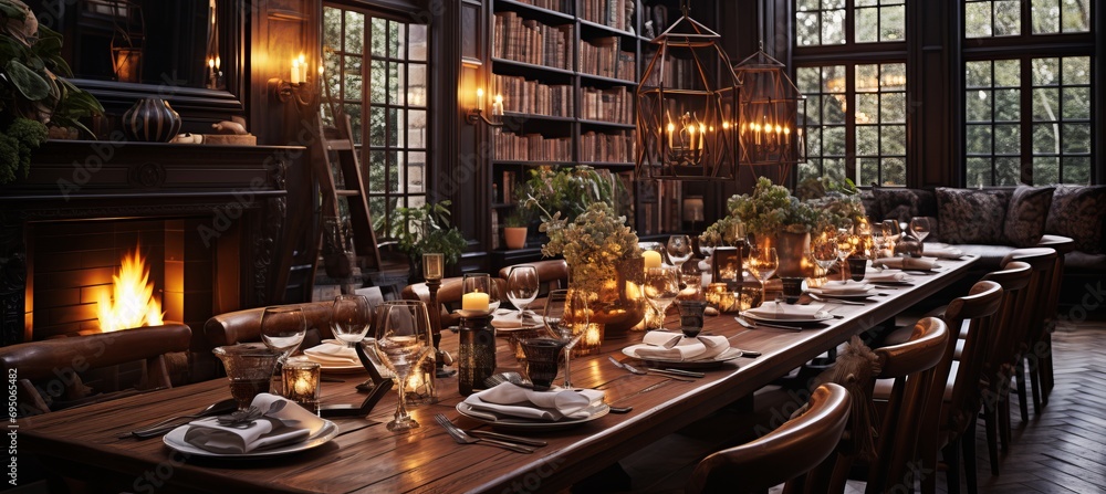 Medieval castle banquet  opulent feast in candlelit hall, golden sunlight through stained glass