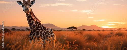 a giraffe in the grassland photo