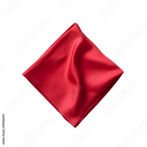 Top view of red napkin. Close up view. Transparent PNG inside