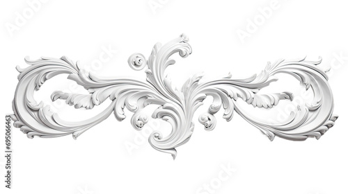 Luxury white wall design bas-relief with stucco mouldings rococo element photo