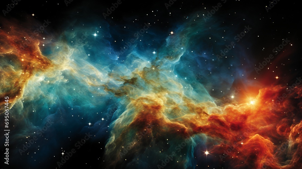 Fototapeta premium A spectacular cosmic ballet swirling galaxies, nebulae, and radiant comets in starlit expanse