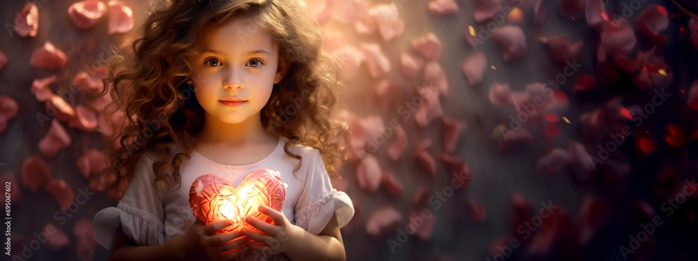 Сute little girl with heart Сute little girl with heart