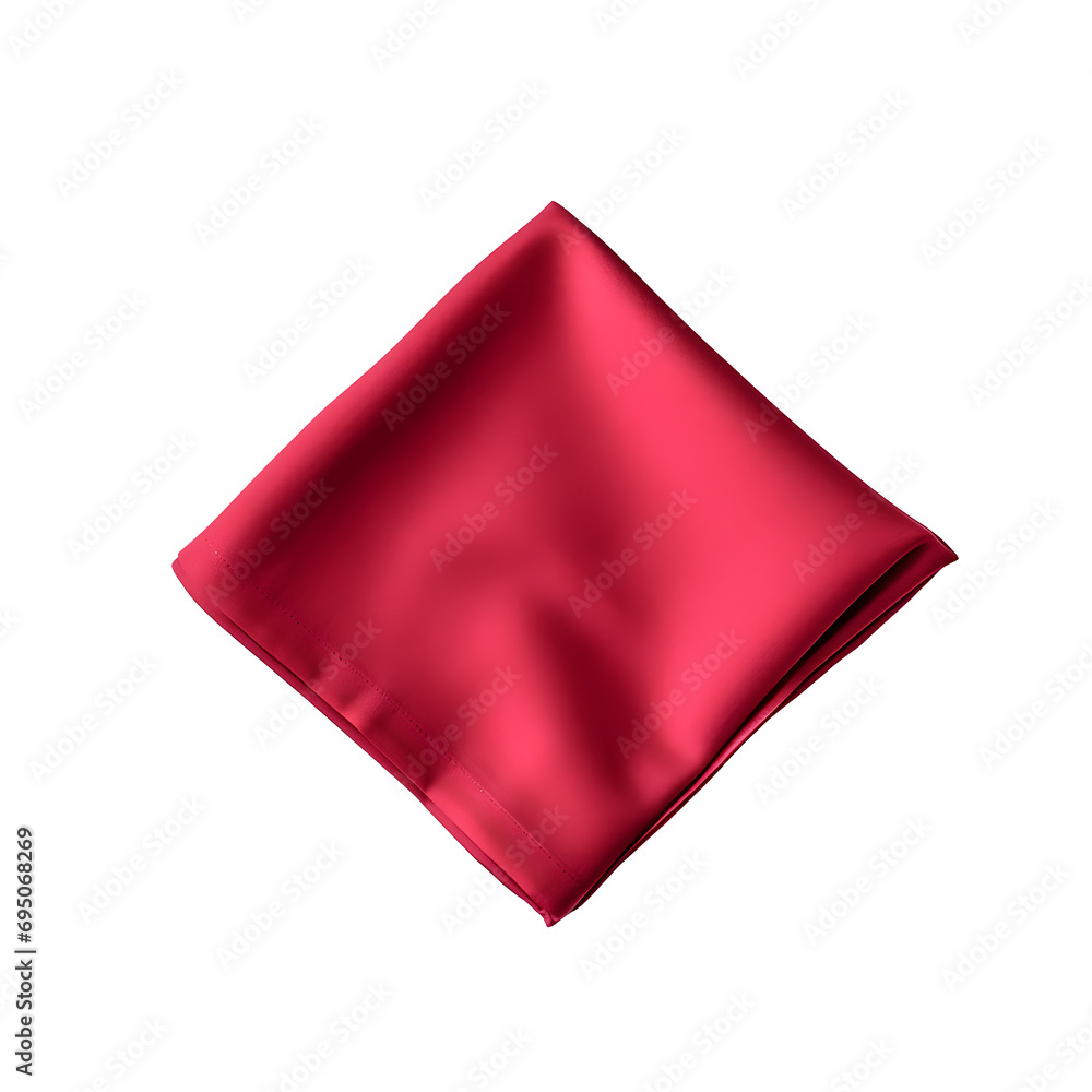 Top view of red napkin. Close up view. Transparent PNG inside Top view of red napkin. Close up view. Transparent PNG inside