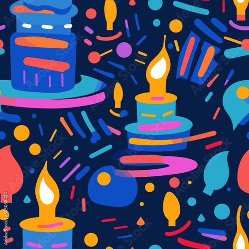 Seamless Birthday Cake Wrapping Paper Tile