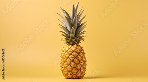  a pineapple on a yellow background with a yellow background and a white pineapple on the bottom of the pineapple.