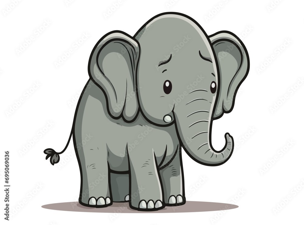 Baby elephant isolated on white, cartoon vector illustration generated by AI