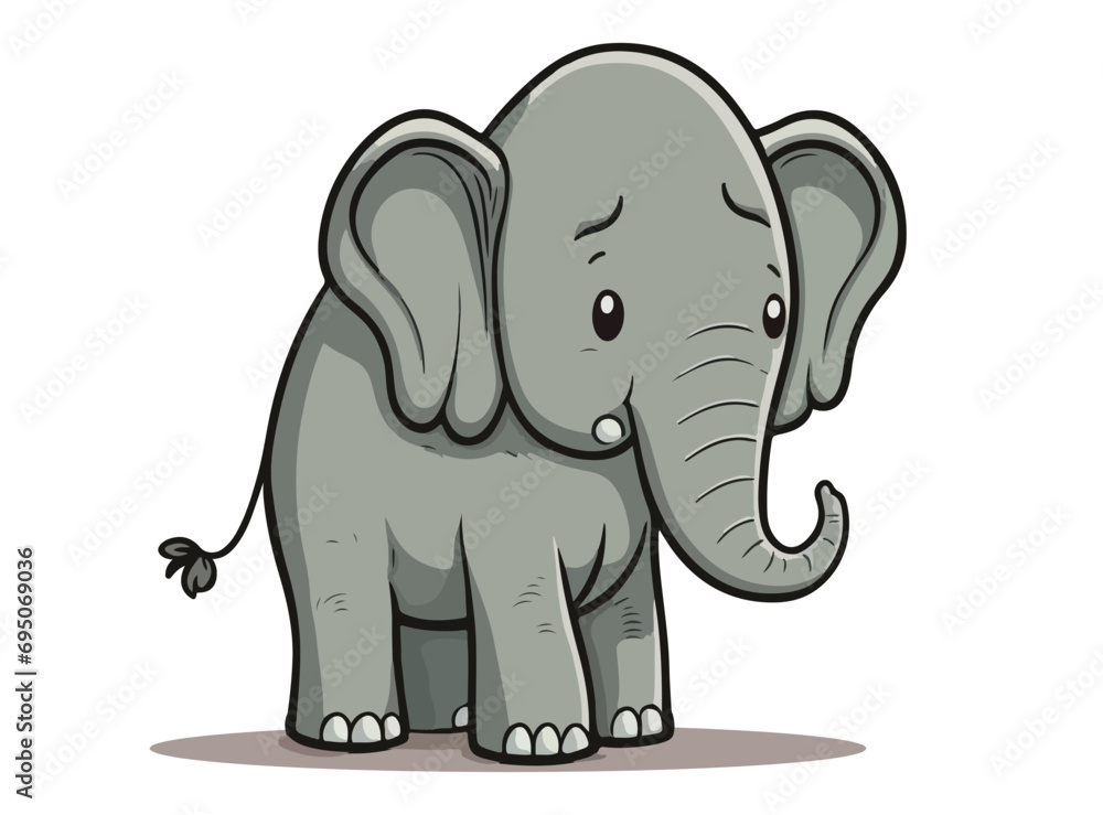 Fototapeta premium Baby elephant isolated on white, cartoon vector illustration generated by AI