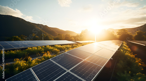 Solar panel on a field, electricity, electric, solar power, solar power plant, energy, light energy photo