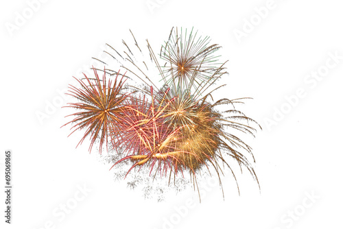 Isolated brilliant burst of colorful fireworks overlay