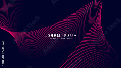 Abstract glowing wave lines on dark Blue background. Dynamic wave pattern. Modern flowing wavy lines. Futuristic technology concept. Suit for banner, poster, cover, brochure, flyer, website