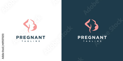 Pregnant woman vector logo illustration