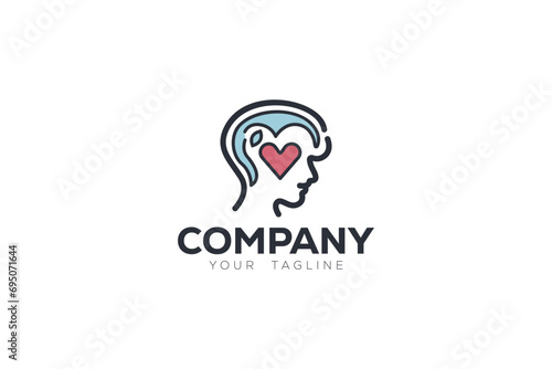 Logo design depicting a person with a big heart inside his head. 