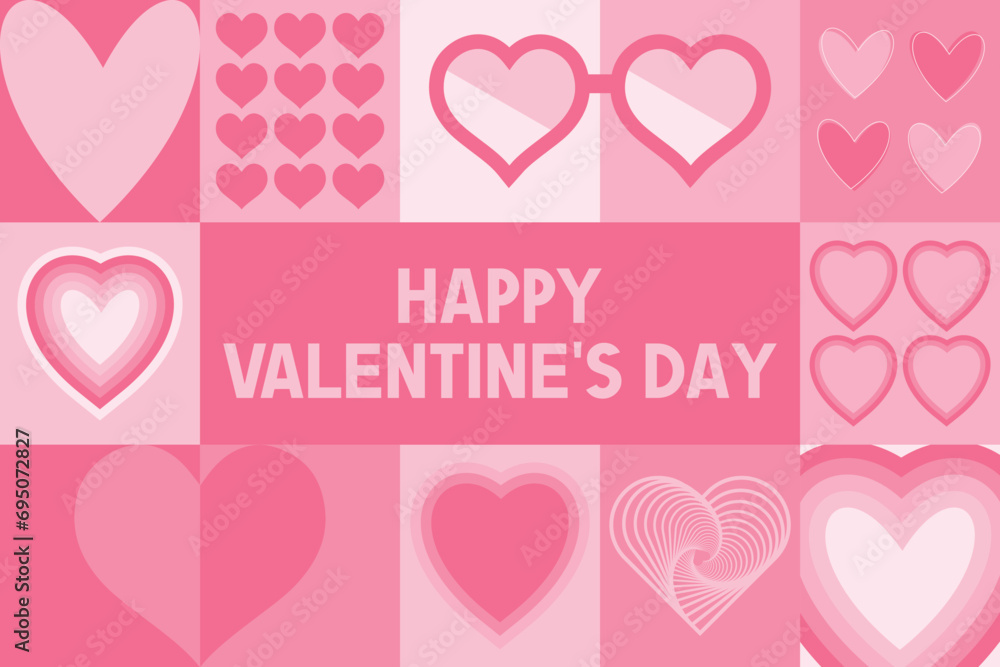 Creative concept of Happy Valentines Day card, banner 