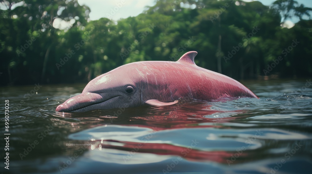 Fototapeta premium Pink River Dolphin in the Amazon River