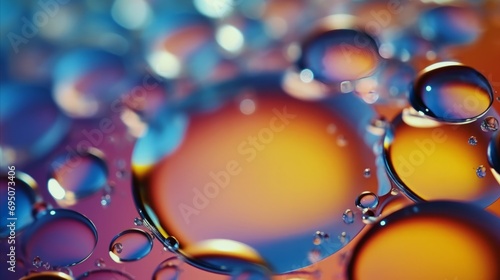 Cosmetic serum oil bubbles macro shot.