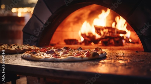 Wood-Fired Pizza Oven Baking Neapolitan Pizza