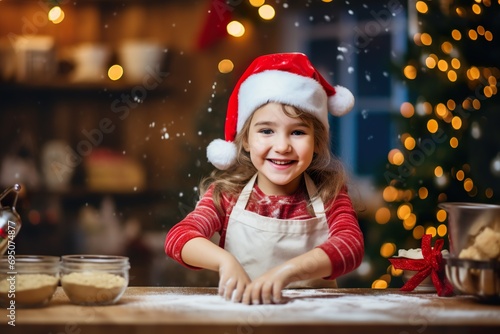 Holiday Joy: Girl Child Making Christmas Cookies