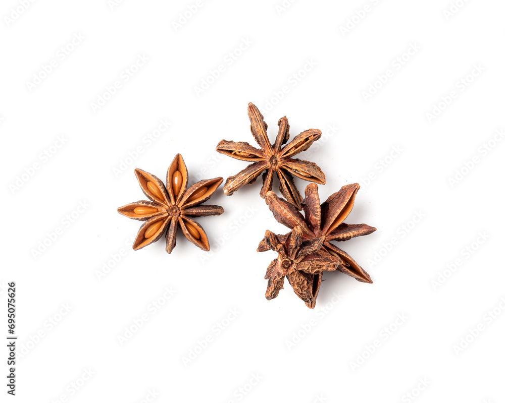 Star Anise Isolated, Illicium Spice, Badiane, Dry Anise Star Anise Isolated, Illicium Spice, Badiane, Dry Anise