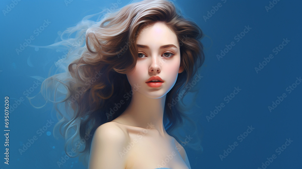 beautiful girl with blue eyes. studio portrait.