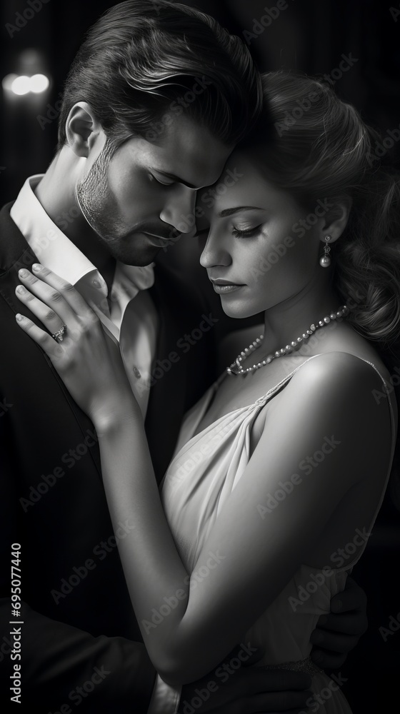 Black and white couple hugging Black and white couple hugging