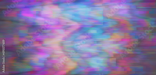 Retro CCTV or VHS video background texture with colorful noise and horizontal scanlines.