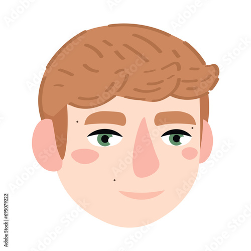 Head of young man on white background