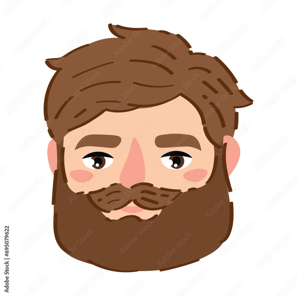 Head of bearded man on white background Head of bearded man on white background