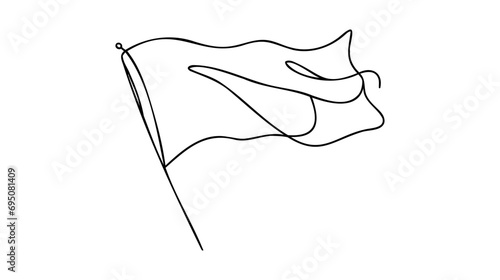 Continuous one line empty, white flag drawing. Flag Vector illustration on white background