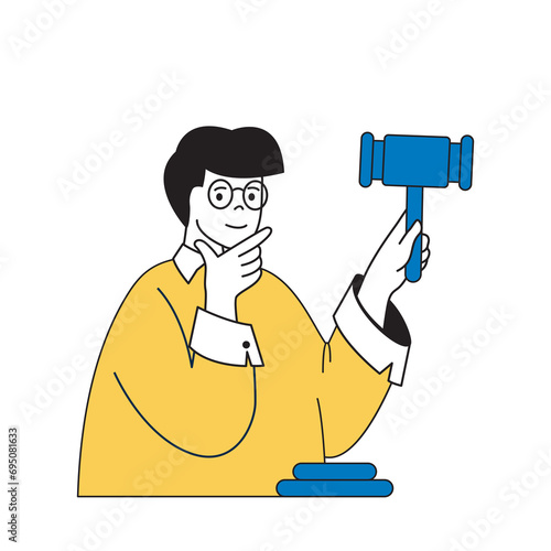Business concept with cartoon people in flat design for web. Man consults with lawyer to conclude legal deals and prepare documents. Vector illustration for social media banner, marketing material.