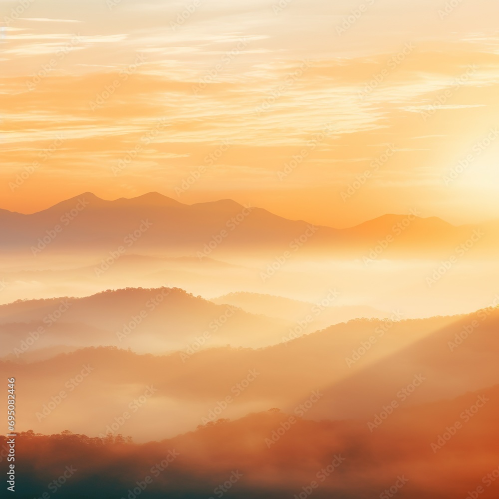 Natural fog and mountains sunlight background blurring, misty waves warm colors and bright sun light. Christmas background sky sunny color orange light patterns, abstract flare evening on clouds blur. Natural fog and mountains sunlight background blurring, misty waves warm colors and bright sun light. Christmas background sky sunny color orange light patterns, abstract flare evening on clouds blur.