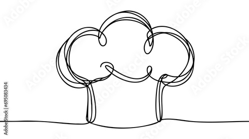 Chef hat vector one line continuous drawing illustration. Hand drawn linear silhouette.