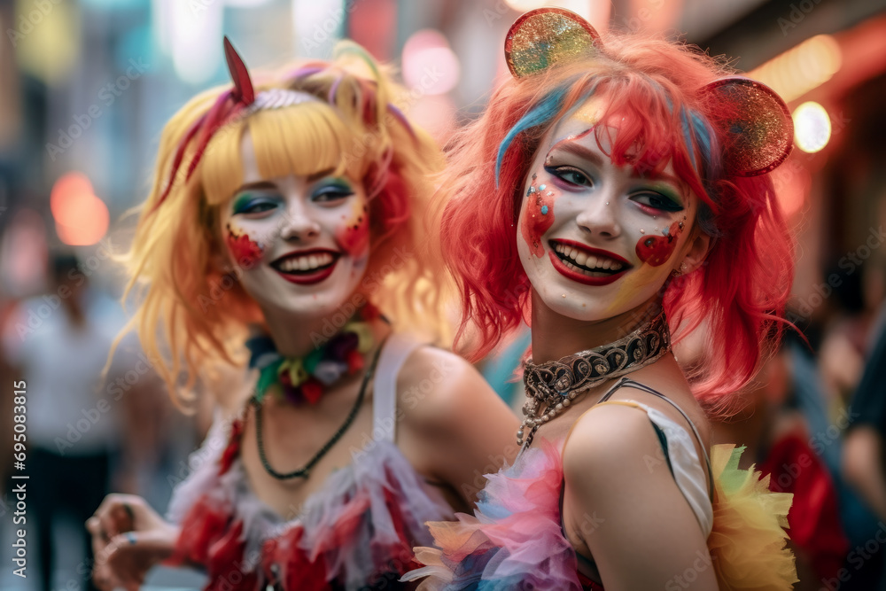 Carnival 2024 Women Colorfully Dressed Up on the Street Wallpaper Cover Poster Background Digital Art Carnival 2024 Women Colorfully Dressed Up on the Street Wallpaper Cover Poster Background Digital Art