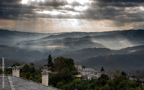 Traditional village of Vitsa in Central Zagori, Epirus region, in the Ioannina regional unit in Greece, Europe