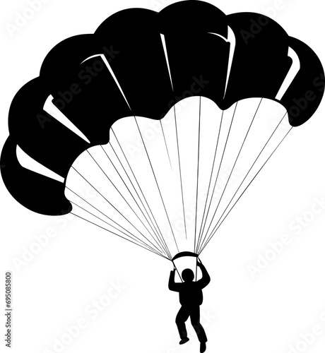 paraglider is flying on a parachute. Strengthens a person. Extreme sport. Isolated vector on white background. AI generated illustration.