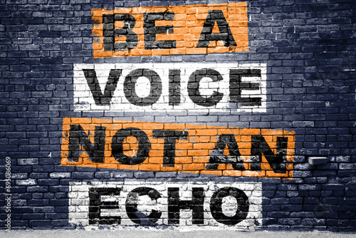 Be a voice not an echo saying lettering Graffiti on Brick Wall