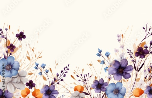 a flower border with blue and purple flowers