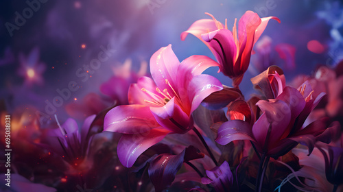 Enchanted Evening Lilies with Magical Glowing Effect