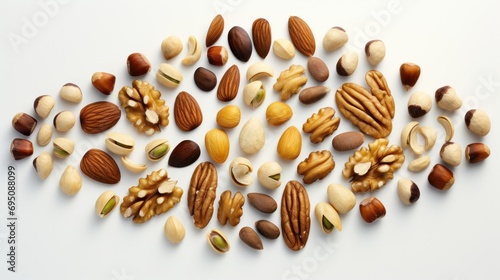  a pile of nuts on a white surface with one nut in the middle of the nuts and the rest of the nuts in the middle of the nuts.