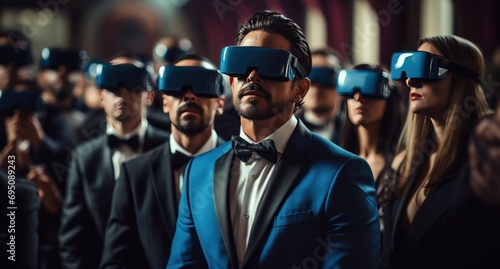 a man wearing a virtual reality headset with others